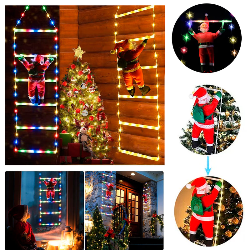 Escalera decorativa de 2 Metros + Papá Noel de 30 cm