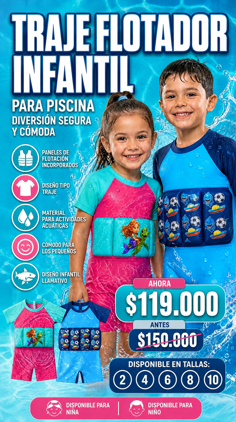 Traje Flotador Infantil — Más Confianza y Diversión para Niños y Niñas