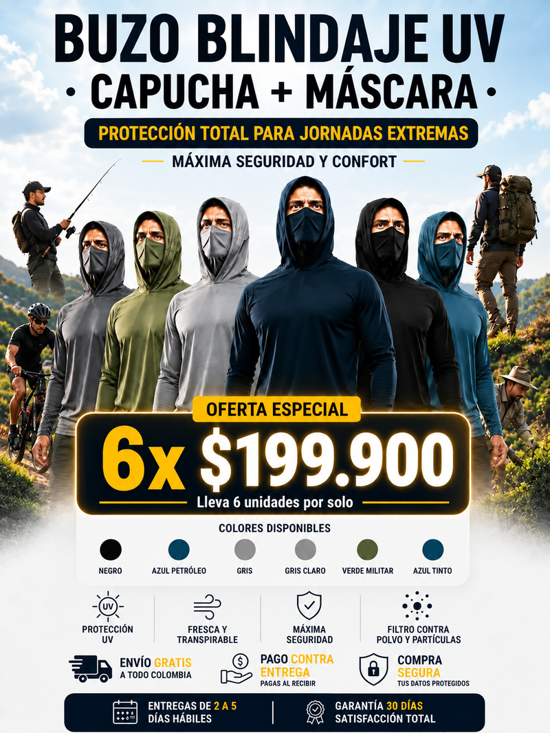 BUZO BLINDAJE UV - CAPUCHA + MÁSCARA - MÁXIMA SEGURIDAD Y CONFORT